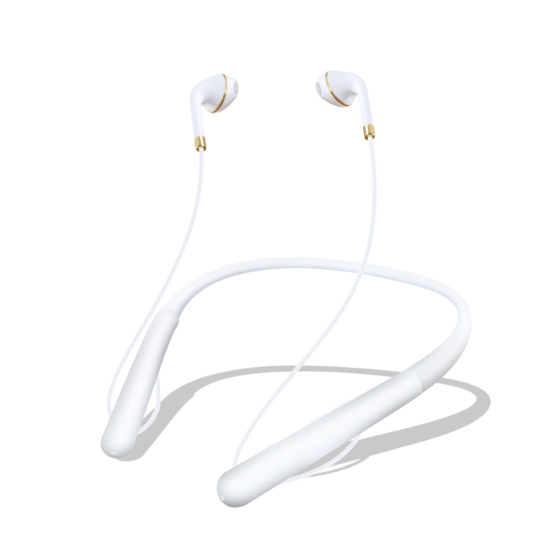 Slim Over the Neck Bluetooth Earphone Earbud with MicroSD MUSIC Slot TF200 (White)